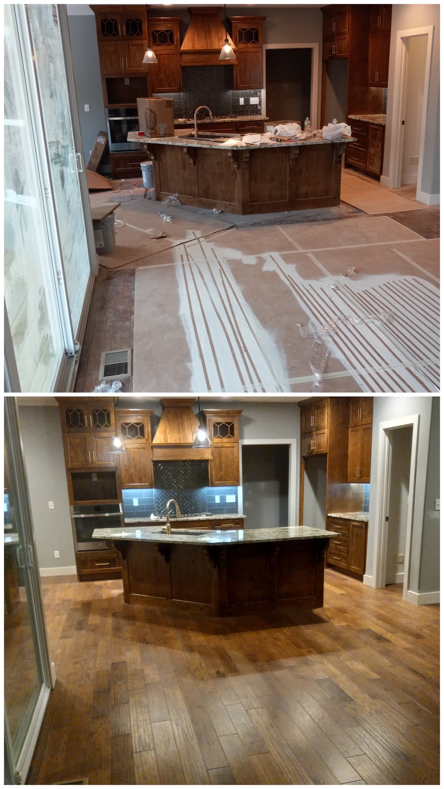 Before and after on a residential kitchen job